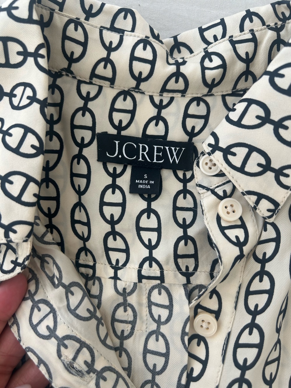 J Crew, Drapey button up shirt, Color: Vintage Links print - Picture 3 of 5